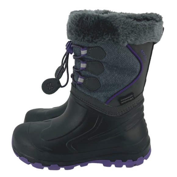 XMTN | Girl's Winter Boots | Purple & Grey | Size 2 - Picture 3 of 6